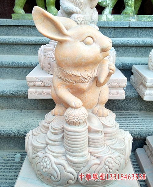 兔子石雕守門 贛州專業花崗巖雕塑定制廠家，打造精美裝飾擺件